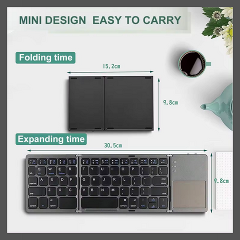 Foldable Bluetooth Keyboard With Touchpad