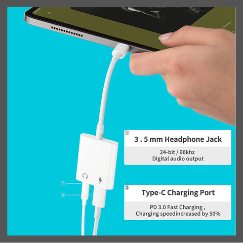 adaptador usb-c a plug + carga