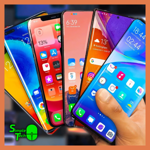 several-modern-cell-phones-together