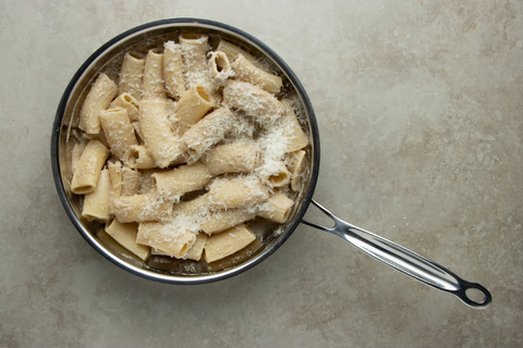 Mix everything for the paccheri pasta