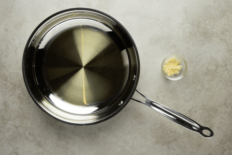 Extra virgin olive oil in sauce pan