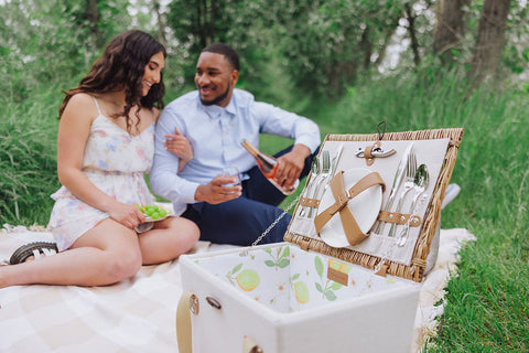 couple on a picnic with basket