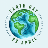 Eco-friendly Earth Day design featuring paper cut Earth and green planet.