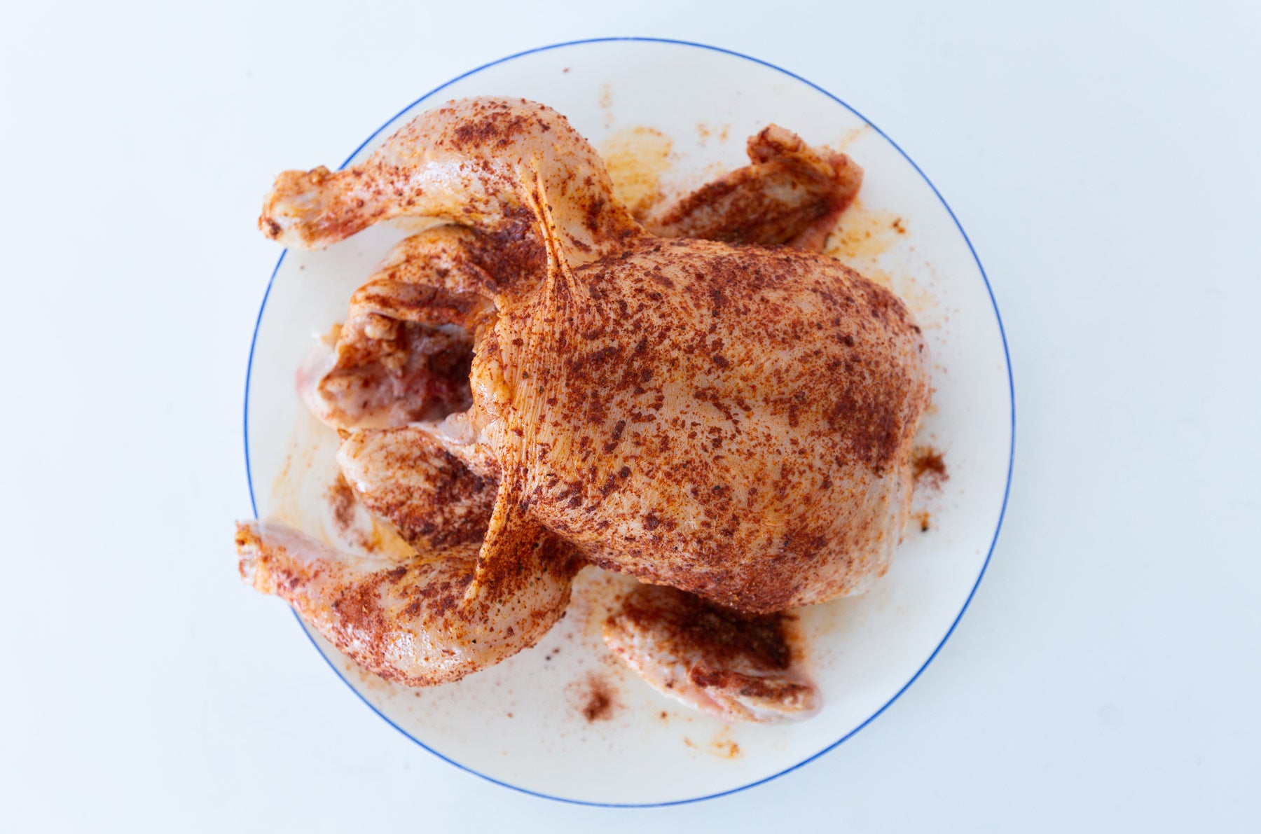 Chicken rubbed with spices.