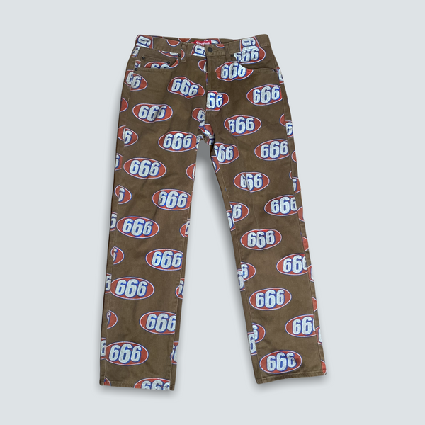 SUPREME 17SS 666 5-Pocket Jean Total pattern print denim pants (32