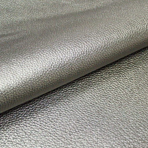 G363 Silver Metallic Leather Grain Upholstery Faux Leather By The