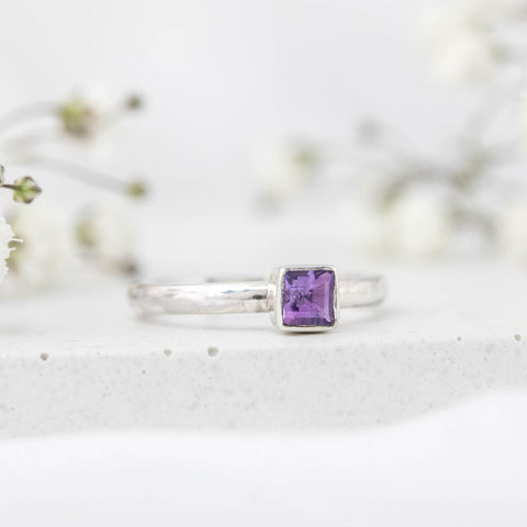 amethyst birthstone stacking ring