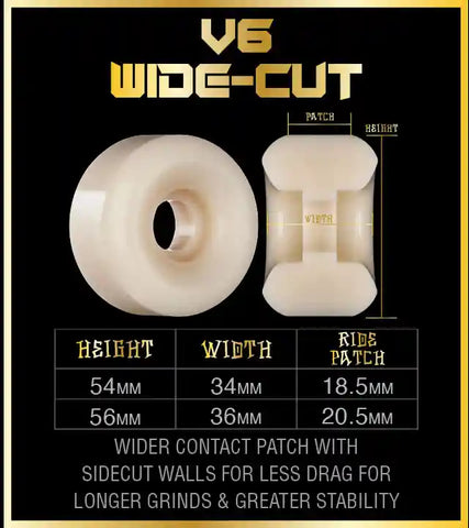 bones x formula v6 wide cut skateboard wheel size chart