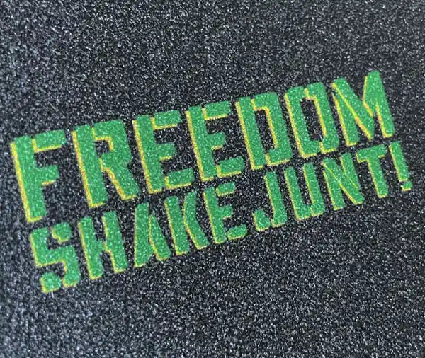 Détail du grip imprimé Shake Junt X Freedom Skateboard