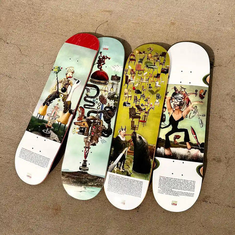 Four Uma Landsleds Skateboard Decks