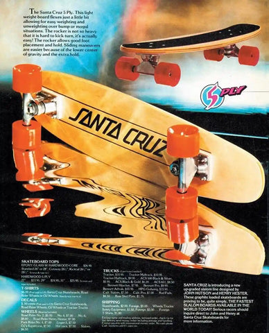 publicité vintage pour skateboard de Santa Cruz des années 70