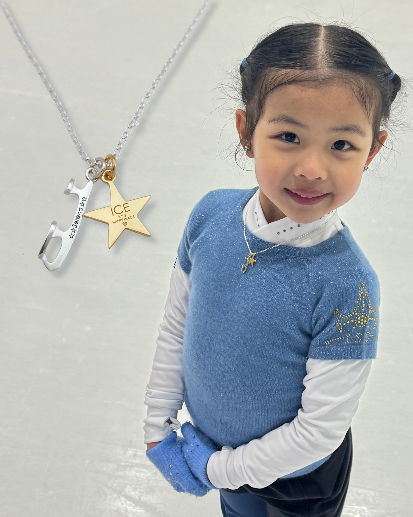 custom believe silver and gold personalised ice skating necklace