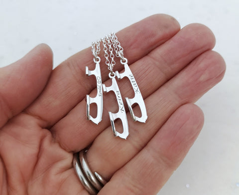 personalised silver ice skating necklaces