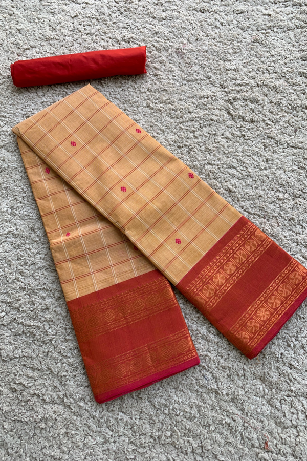 Casual Wear Border Pure Chettinad Checked Cotton Sarees, Without blouse  piece, 5.5 m (separate blouse piece) at Rs 750/piece in Chennai