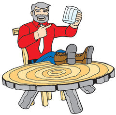 Camp foreman with a stein and their feet on the table