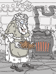 A witchy grandmother with a tempting treat