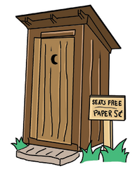 Outhouse with free seats! (And five-cent toilet paper…)