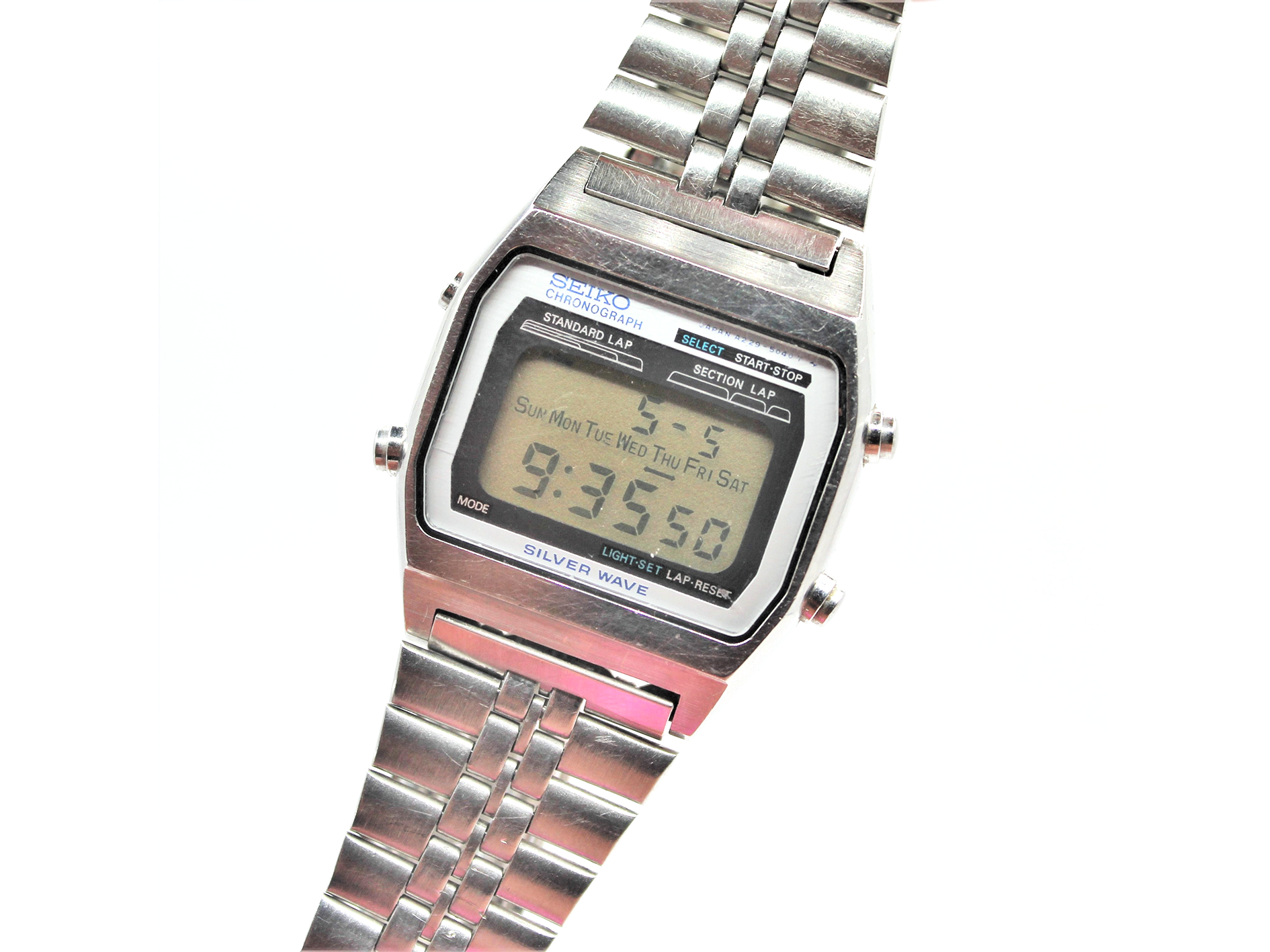 Vintage Seiko Silver Wave Digital Chronograph A229-5040 Original Bracelet -  Toronto Vintage Watches - Vintage Seiko passion