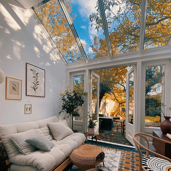 Natural Sunlight comes into the natural living room