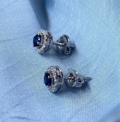 Sapphire Silver Studs for Diwali