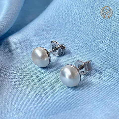 Silver Pearl Studs for Diwali 