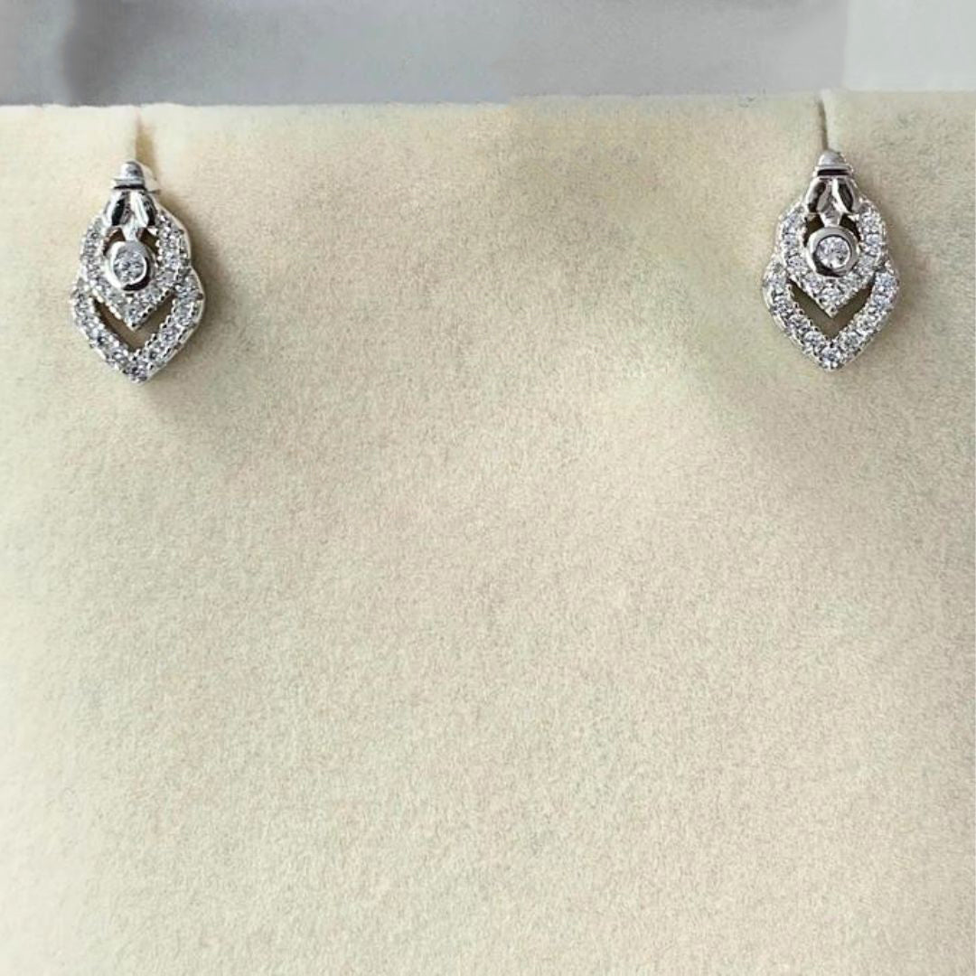 Ruza Diamond Silver Earrings - Shinewine.co product image