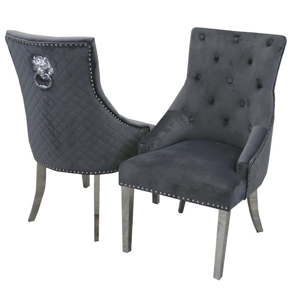 dark grey knocker back dining chairs