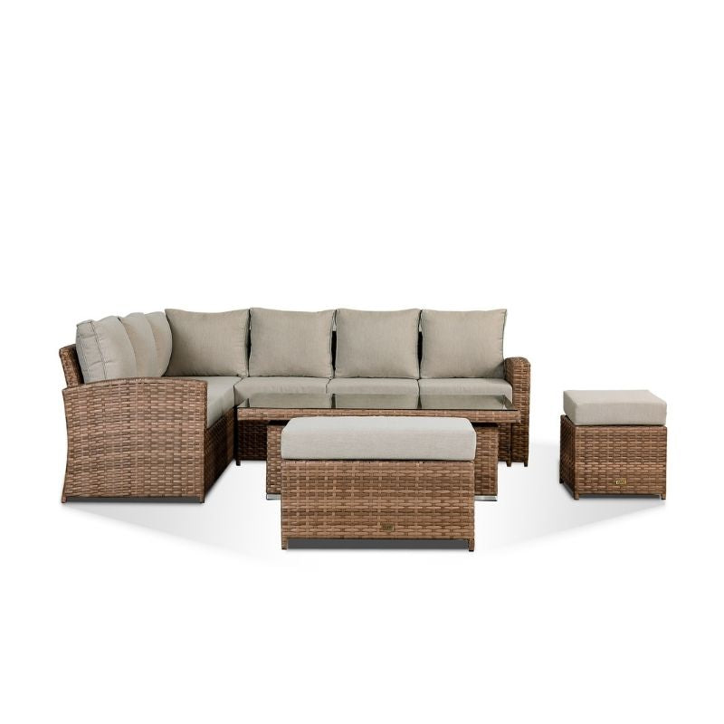 high back rattan garden corner sofa