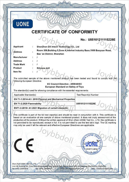 CE Certificate Joybddoll.com most realistic sex doll