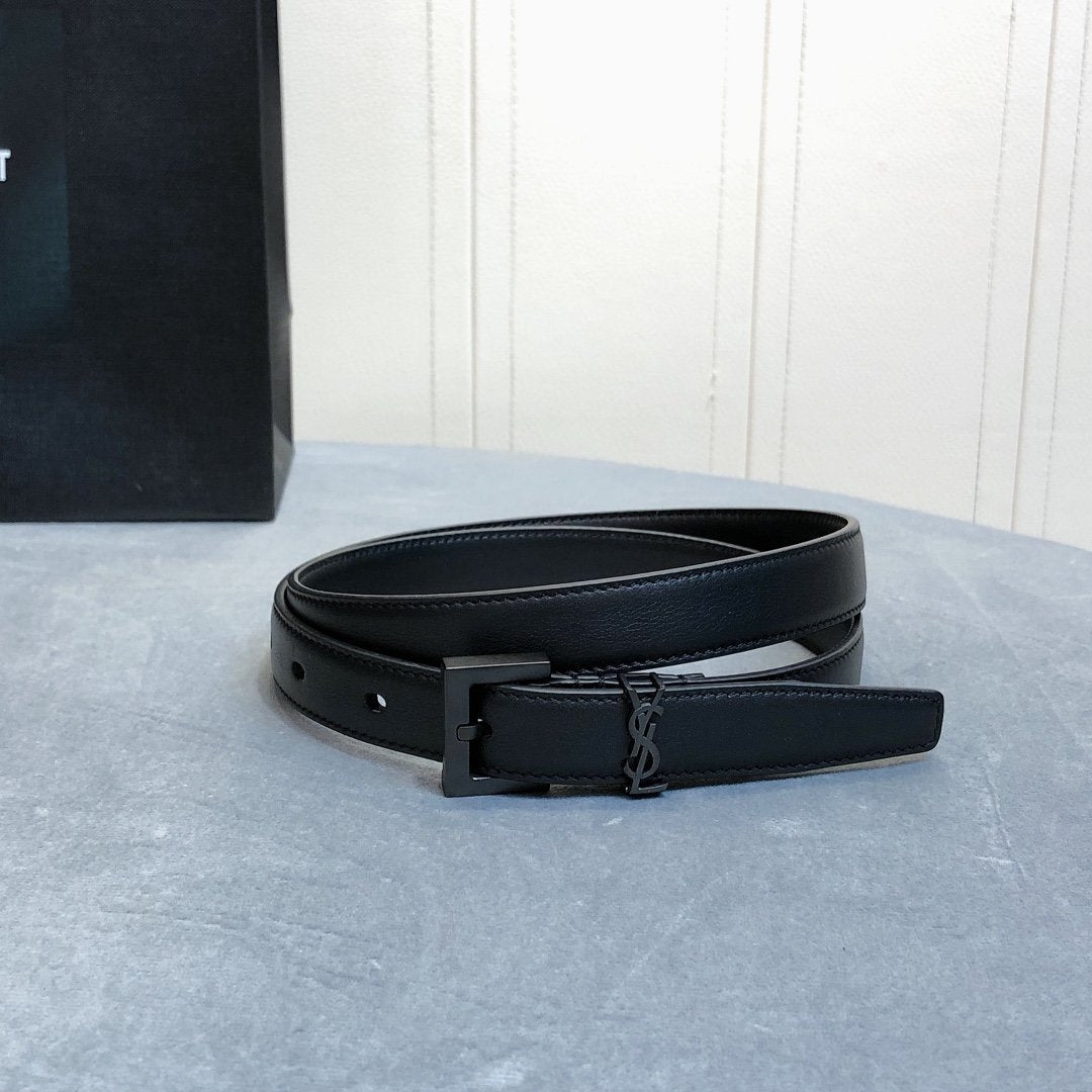 YSL Women's Men's Fashion Smooth Buckle Belt Leather Bel