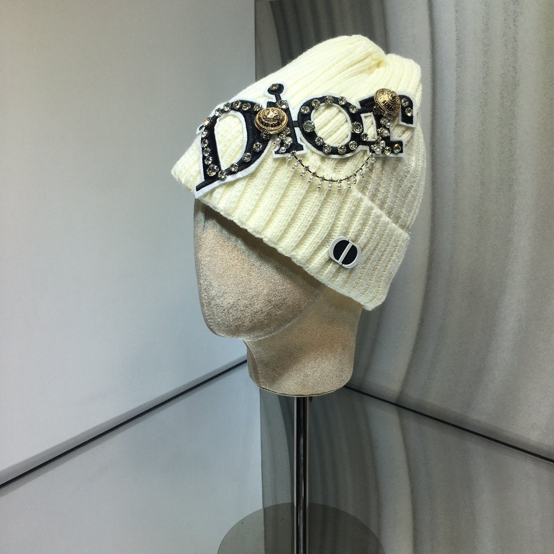 DIOR Warm knitted Hats Fashion Women Men Winter Crochet Cotton Wool