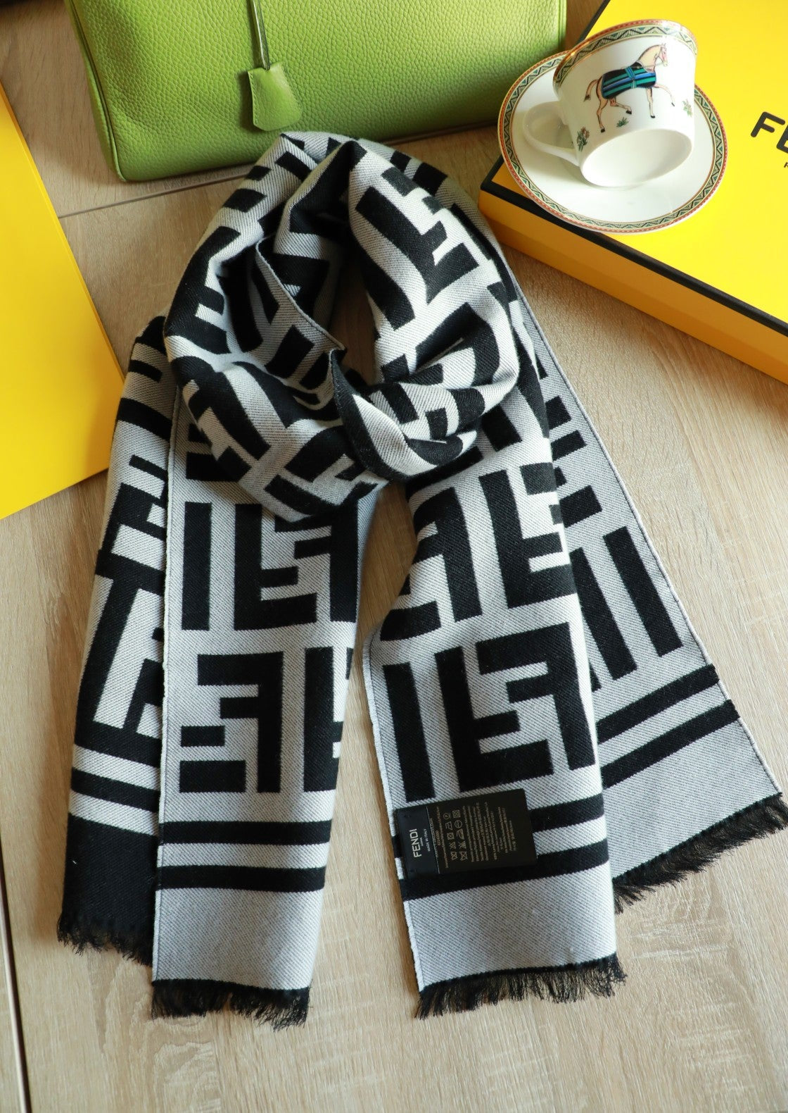 FENDI Fashion Men Women Letter Print Cashmere Scarf Scarves 63279 from