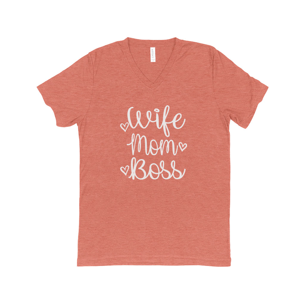 Wife Mom Boss Women's Triblend V-Neck T-Shirt