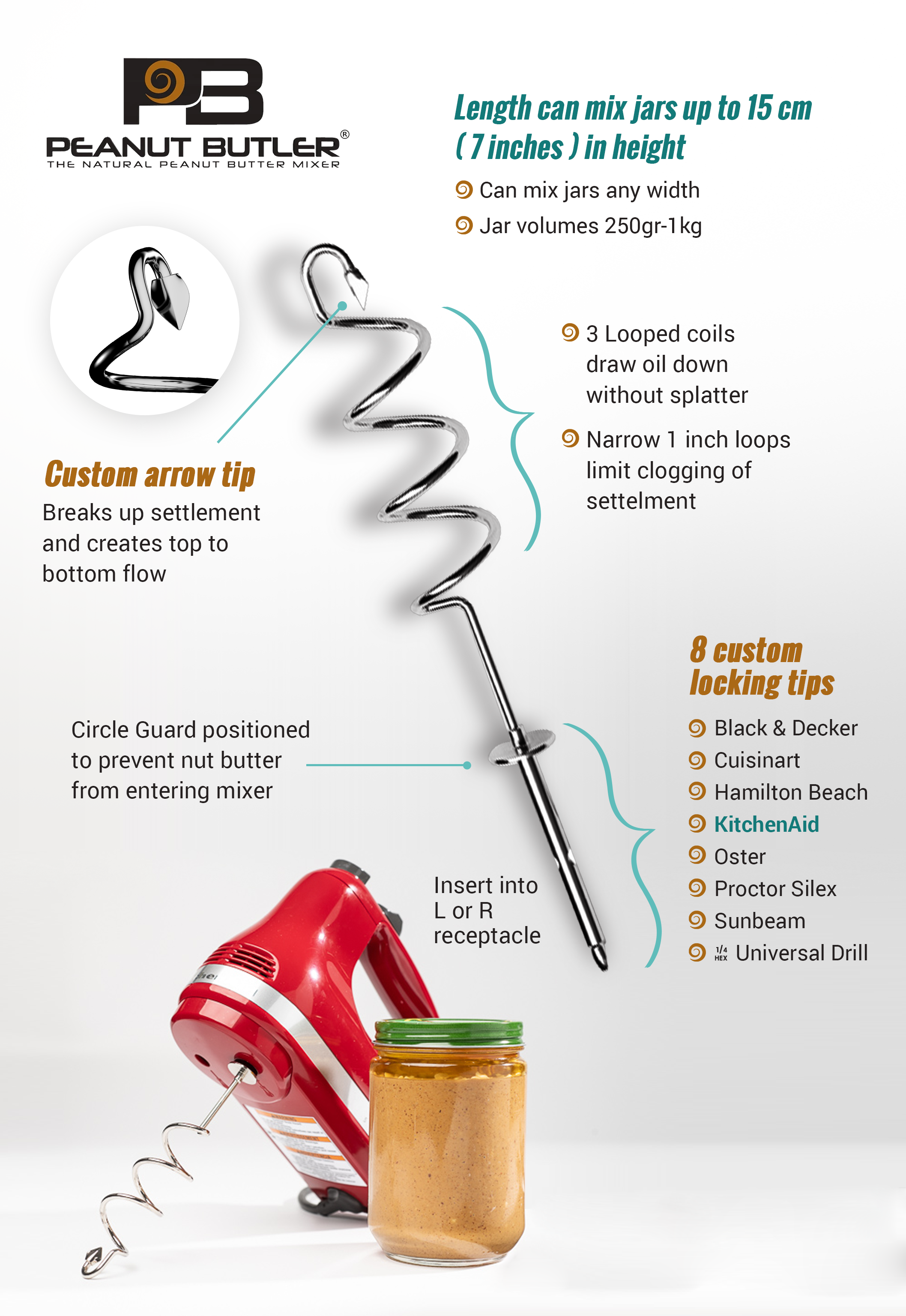 Peanut Butler® Mixing Hook - Compatible with KitchenAid – Peanut
