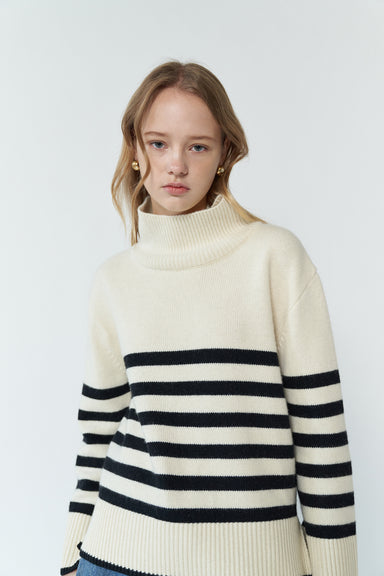 Women's Boat neck sweater in marinière wool, CELINE