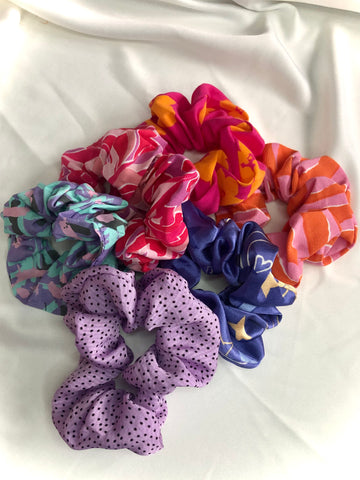 Handmade upcycled deadstock one of a Kind unique hair scrunchies 