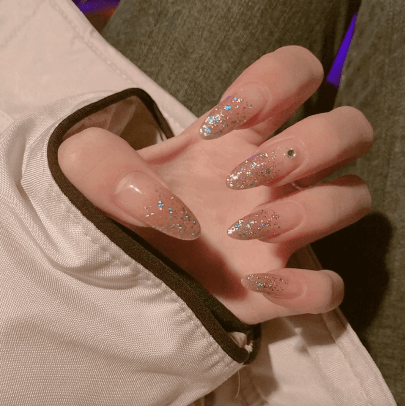 Mocha Coffee Ombre Glittering Heart and Diamonds Long Press-On Nails –  Belle Rose Nails