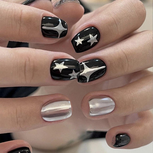 Pastel Rainbow Stars French Tip Luxury Press On Nails – Prestige Nails