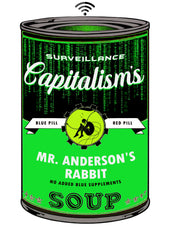 Ben Cowan art blog. Inspired by Andy Warhol's Campbell's soup can pop art is this digital rendition for a digital age. Surveillance Capitalism soup cans 