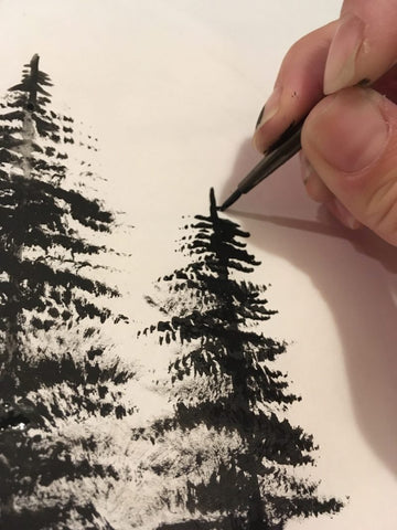 Peindre des arbres avec un pinceau éventail?
