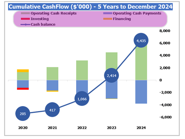 Dropshipping Business Plan Dashboard Cumulative Cash Flow Chart