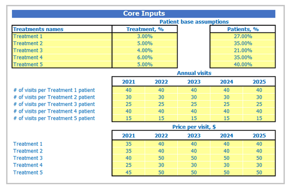 Medical Clinic Business Plan Financial Model Pro Forma Excel Template Core Input