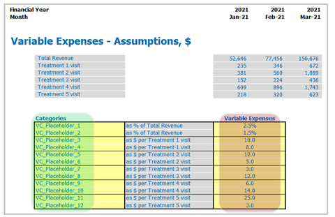 Medical Clinic Business Plan Financial Model Pro Forma Excel Template Variable Expenses