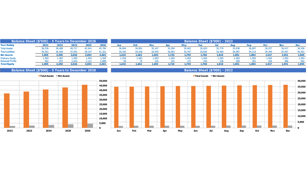 Bank Financial Model Excel Template Summary Balance Sheet