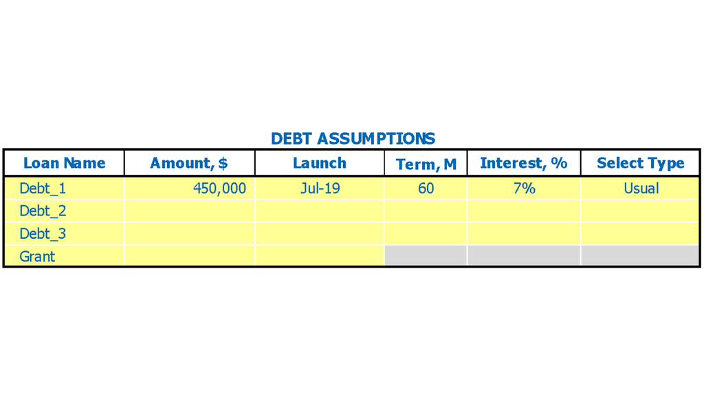 Plantilla Excel de proyección de flujo de efectivo para atención médica en el hogar Entradas de deudas