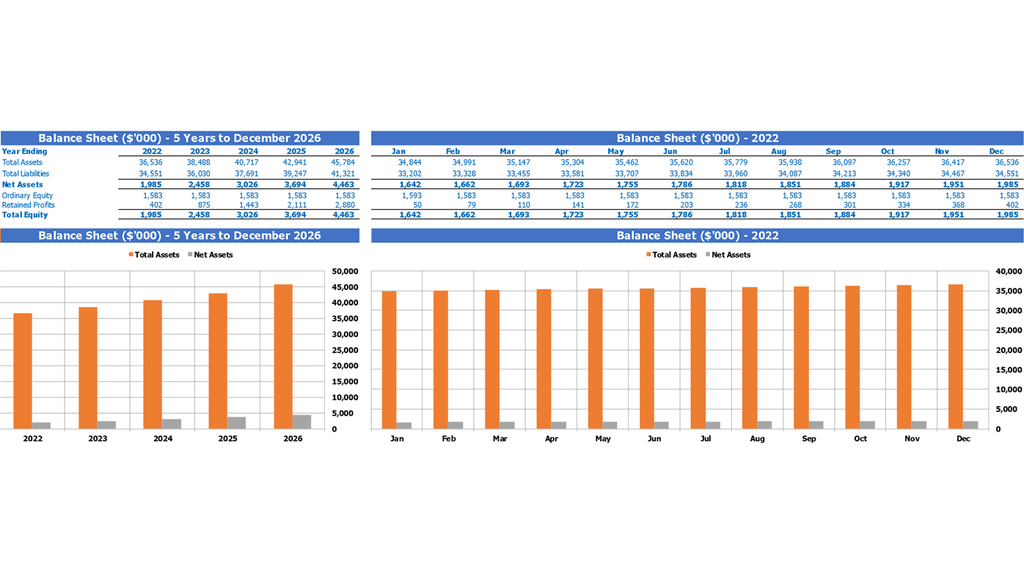 Wine Store Financial Forecast Excel Template Summary Balance Sheet