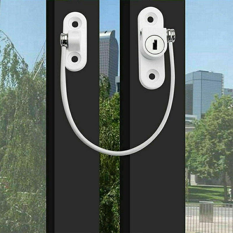 2x White Window Door Cable Restrictor Ventilator Child Safety Security Lock