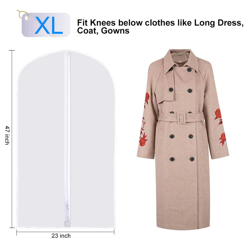 5PCS Dress Suit Coat Covers Polythene Clear Garment Protector Dust proof Zip Bag