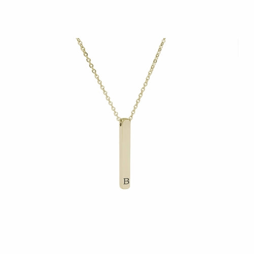 3D Vertical Bar Initial Necklace - Multiple Colors Available