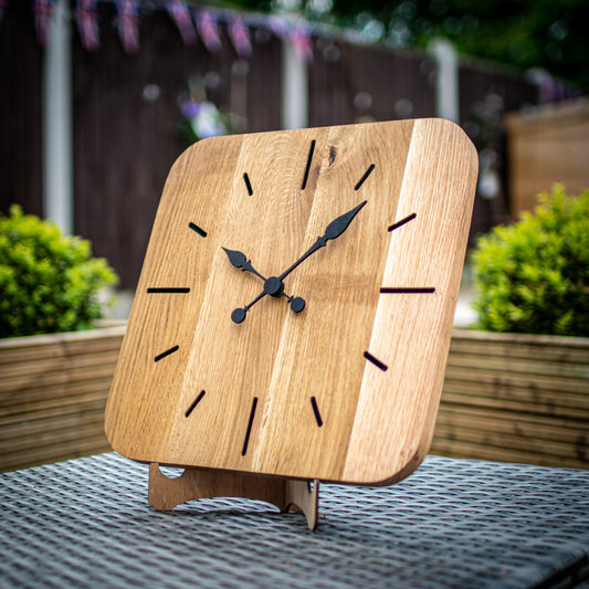 Personalized Solid Oak Desk Clock - Timeless Elegance | ClockDesignCo